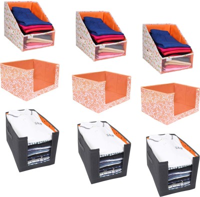 PrettyKrafts Multipurpose cloth organisers combo for wardrobe cloth organizers,(Pack of 9) Multi(Multicolor)