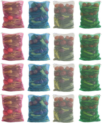 aaradhya Premium Fridge Vegetable and Fruit Reusable Net Pack of 16 Grocery Bags(Multicolor)