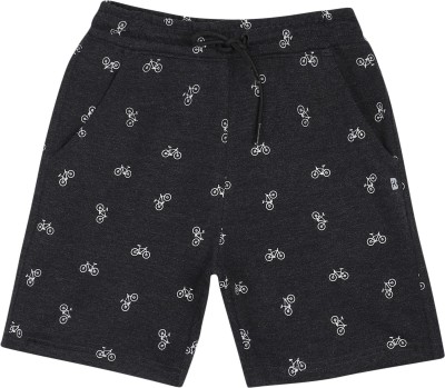 PROTEENS Short For Boys Casual Printed Pure Cotton(Black, Pack of 1)