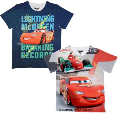 Cars Boys Printed Polyester Regular T Shirt(Multicolor, Pack of 2)