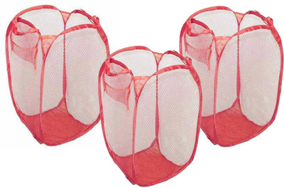 Kitchwish 20 L Red Laundry Basket(Nylon)