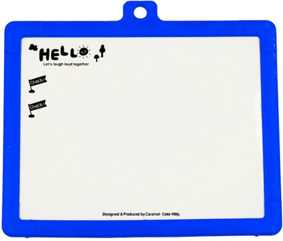 komto 2 in 1 Double Sided Slate Whiteboard & Blackboard for School Kids with Chalk and Duster, Red (21 x 16.5 cm)(Blue)