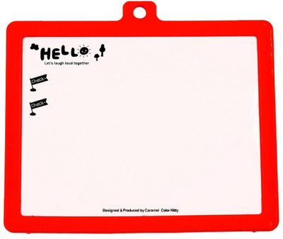 komto 2 in 1 Double Sided Slate Whiteboard & Blackboard for School Kids with Chalk and Duster, Red (21 x 16.5 cm)(Red)