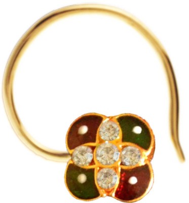 SHREEVARAM Cubic Zirconia Gold-plated Plated Brass Nose Ring