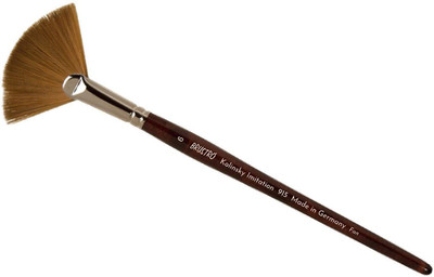 BRuSTRO Kolinsky Imitation Watercolour Fan Brush Size 6(Brown)