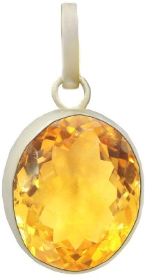 Takshila Gems Natural Yellow Topaz Pendant in Silver Lab Certified 6.25 Ratti / 5.62 Carat Topaz Stone Pendant