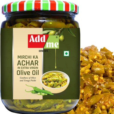 Add me mirchi ka Achaar in Extra Virgin Olive Oil- 500 gm (Glass jar) Green Chilli Pickle(500 g)