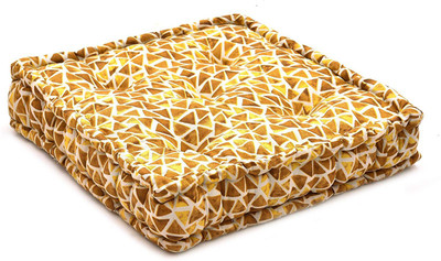 RRC Microfibre Geometric Chair Pad Pack of 1(Yellow)