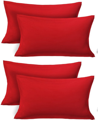 Changers Microfibre Solid Sleeping Pillow Pack of 4(Red)