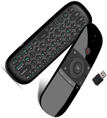 Eloquence 2.4 G Voice Air Mouse Universal Smart Remote with Keyboard and Intelligent Learning (IR Learning Feature) for Smart TV,Android TV Box,Mini PC, Laptop, Projector,IPTV, HPTV, Set top Cable and Gaming - w5q Realme TV, Samung TV, sony bravia, mi tv Remote Controller(Black)