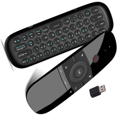 Eloquence 2.4 G Voice Air Mouse Universal Smart Remote with Keyboard and Intelligent Learning (IR Learning Feature) for Smart TV,Android TV Box,Mini PC, Laptop, Projector,IPTV, HPTV, Set top Cable and Gaming - w5w Realme TV, Samung TV, sony bravia, mi tv Remote Controller(Black)