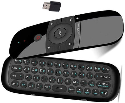 Eloquence 2.4 G Voice Air Mouse Universal Smart Remote with Keyboard and Intelligent Learning (IR Learning Feature) for Smart TV,Android TV Box,Mini PC, Laptop, Projector,IPTV, HPTV, Set top Cable and Gaming - q2 Realme TV, Samung TV, sony bravia, mi tv Remote Controller(Black)