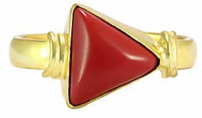 RATAN BAZAAR Stone Coral Gold Plated Ring