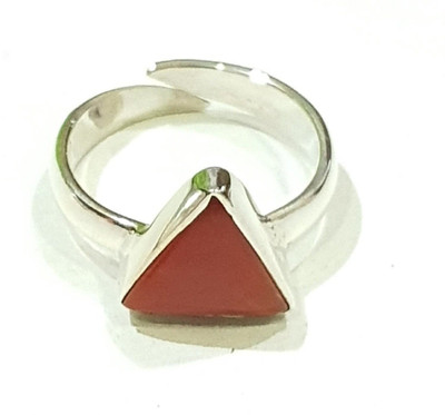 RATAN BAZAAR Stone Coral Silver Plated Ring