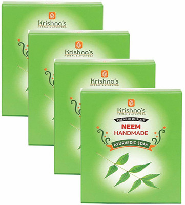 Krishna's Herbal & Ayurveda Neem Handmade Soap | Pure Ayurvedic and Herbal | Natural Identical Neem Fragrance | GMP Certified | With Original Neem Extract | Combat Bacterial Infections and other Inflammatory Conditions of the Skin | Pack of 4 | 100g Each(4 x 100 g) Krishna's Herbal & Ayurveda Neem Handmade Soap | Pure Ayurvedic and Herbal | Natural Identical Neem Fragrance | GMP Certified | With Original Neem Extract | Combat Bacterial Infections and other Inflammatory Conditions of the Skin | Pack of 4 | 100g Each(4 x 100 g)