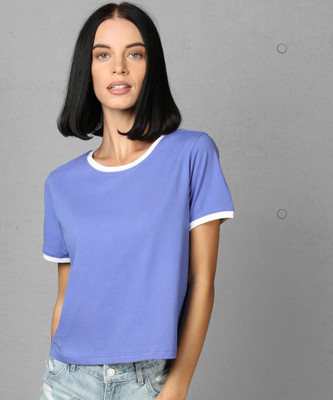 70% OFF on METRONAUT Solid Women Round Neck Purple T-Shirt on