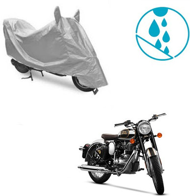 SRENTERPRISES Two Wheeler Cover for Royal Enfield(Classic Chrome, Silver)