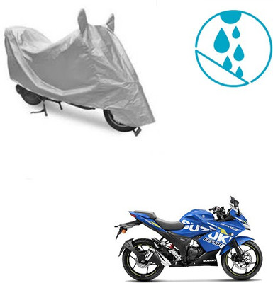 SRENTERPRISES Two Wheeler Cover for Suzuki(Gixxer SF, Silver)