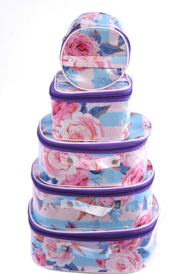 Meher Rose Printed Set of 5 Pcs Toiletry Shaving Makeup Bindi Bangle Socks Hanky Storage storage organizer Vanity Box (Multicolor) multi purpose, Vanity Box(Multicolor)