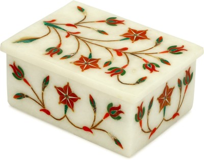 ZIVRI Marble Floral Engraved Jewellery Box - Handmade Jewellery Box for Your Loved Once - for Jewellery Storage/Gifts Jewellery Vanity Box(Red, White)