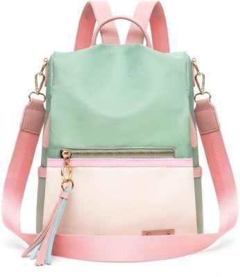 HN Enterprises Small 10 L Backpack Cute Style Female Student Waterproof Anti Thief School Backpack (Green,Pink) 10 L Backpack(Green, Pink)