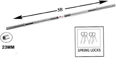 Swa Mi 5 ft STRONG & HEAVY DUTY STRAIGHT ROD (23 mm) WITH SPRING LOCKS Weight Lifting Bar