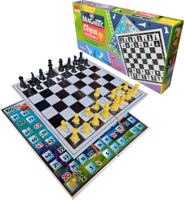 Synlark 2 in 1 Magnetic Chess , Snakes & Ladders Game || Best and All Time Favorite Game for Kids As Well As Adults. Board Game Accessories Board Game
