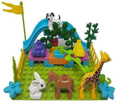 JIGU ENTERPRISE Plastic Blocks Creative and Educational Building Blocks for Kids Animal Park Building Blocks Toy for Boys and Girls (Multicolor) Educational Board Games B
