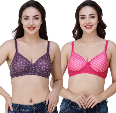 COLLEGE GIRL Free Transparent Strap Women T-Shirt Heavily Padded Bra(Purple, Pink, White)