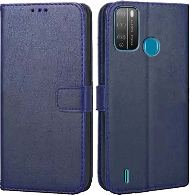 Incomparable Flip Cover for Itel Vision 1 Pro Faux leather with Magnetic Wallet(Blue, Cases with Holder, Pack of: 1)