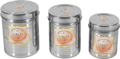 Liolis Steel Grocery Container  - 1500(Pack of 3, Silver)