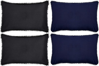 KUBER INDUSTRIES Plain Pillows Cover(Pack of 4, 43 cm*61 cm, Blue, Black)