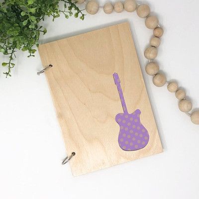 DI-KRAFT Wooden Cover Guitar Design diary A5 Diary Unruled 160 Pages(Brown)