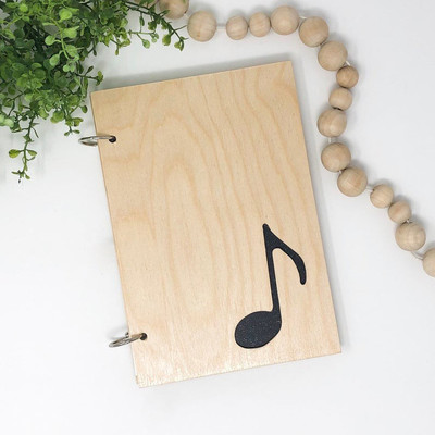 DI-KRAFT Wooden Cover Music Design diary A5 Diary Unruled 160 Pages(Brown)