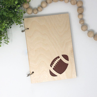 DI-KRAFT Wooden Cover Rugby Ball Design diary A5 Diary Unruled 160 Pages(Brown)