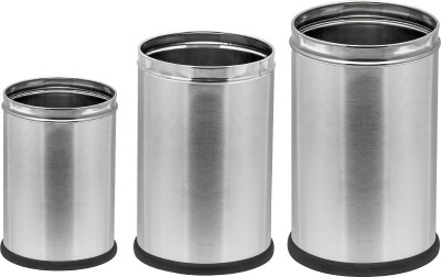 Shivom steel Stainless Steel Dustbin(Steel, Pack of 3)