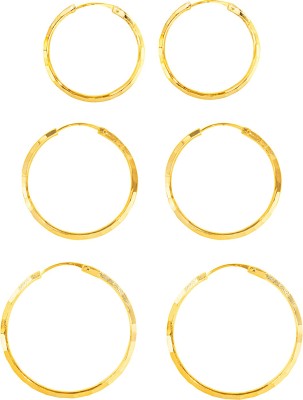 Shining Jewel Shinning Jewel Classic and Evergreen Designer Gold Hoop Earrings Combo for Girls and Women - Pack of 3 (SJEC_39) Cubic Zirconia Brass Hoop Earring