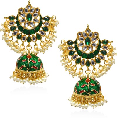 J J jewellers Traditional Jhumki Earring For Women and Girls Pearl, Beads Stone, Brass Chandbali Earring