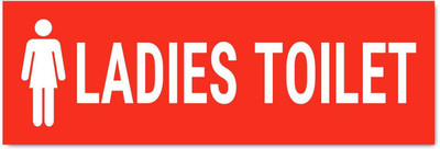 Mindcraftz Ladies Toilet Sign Board Sticker Red color Pack of 3 | 12 x 4 inches Emergency Sign