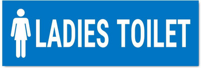 Mindcraftz Ladies Toilet Sign Board Sticker Blue color Pack of 3 | 12 x 4 inches Emergency Sign