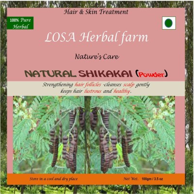 Losa Shikakai Powder Controlling Hair Fall & Dandruff , Cleansing & Antifungal Properties , Hair Shine And Softness , Herbal Farm For Luxurious And Soft Hairs & Skin , Pack (Pack Of 2, 100gm X 2 = 200gm)(200 g)