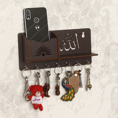 CAPIO ART Alla Design With mobile Stand Wood Key Holder(7 Hooks, Brown)