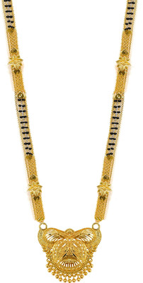 3SIX5 Traditional Necklace Pendant Gold Palted Glorious Hand Meena 30 inch Long Mangalsutra/Tanmaniya/nallapusalu/Black Beads Mangalsutr For Women Gold long chain Brass Mangalsutra