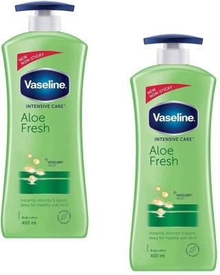 Vaseline Intensive Care Aloe Fresh Body Lotion Each 400 ML Pack of 2(800 ml)