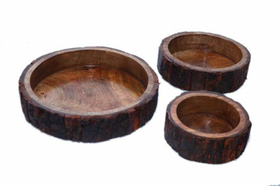 arman art & craft handamde Coffee Tray Set of 3 - Round Wooden Tray - Great for Food and Drink - Wood Serving Tray // 3 Sizes Brown//Pure Pakka sheesham Wood Tray(3 Tray)