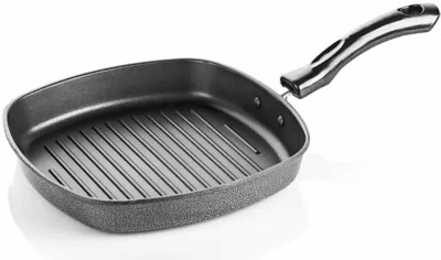 Masox Store Non Stick Aluminium Grill Pan Gas Stove Compatible Only with Bakelite Handle K4 Grill Pan 22.5 cm diameter 1 L capacity(Aluminium, Non-stick)