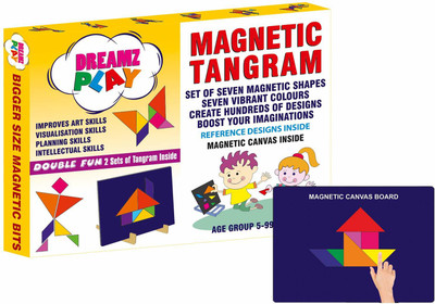 Dreamz Play Colorful Tangram Magnetic Bits For Kids For Building Their Creativity and Imagination(7 Pieces)