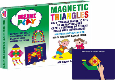 Dreamz Play Colorful Triangle Magnetic Bits For Kids For Building Their Creativity and Imagination(400 Pieces)