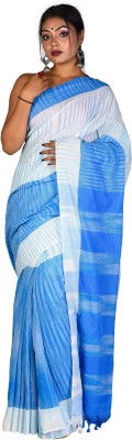 sourav biswas Woven Handloom Pure Cotton Saree(Blue)