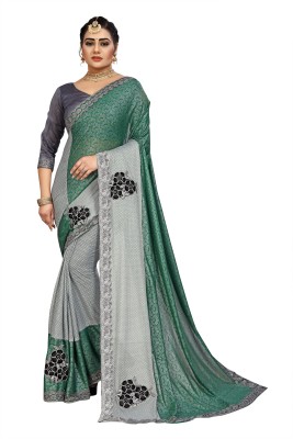 RamKrupa Creation Embroidered Bollywood Silk Blend Saree(Green)